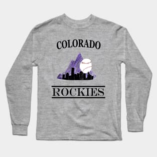 Colorado Rockies Denver Skyline Logo Design Long Sleeve T-Shirt